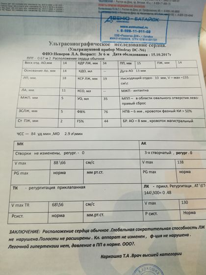 ООО, порок сердца.