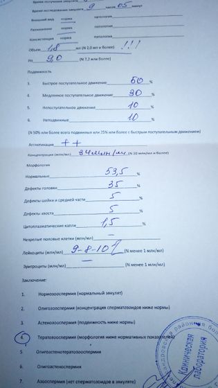 Спермограмма! Помогите расшифровать, пожалуйста!
