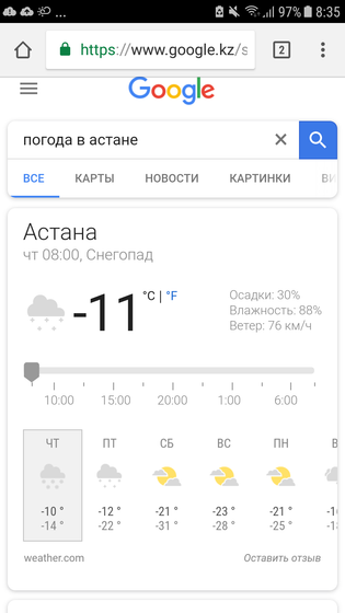Коротко о погоде сегодня..