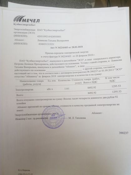 Помогите разобраться плата за электроэнергию ИП