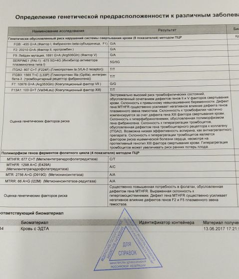 Врожденные тромбофилии