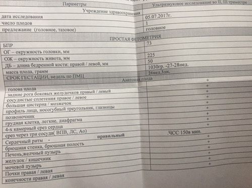 УЗИ на сроке 26.3